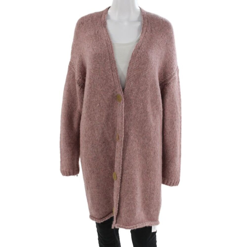 Forte Forte Unisex Cardigan Pink V-Neck Button Alpaca Size 1